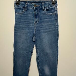 American Eagle Women's Blue Next Level Stretch Curvy Hi-Rise Jegging Sz 0 Short